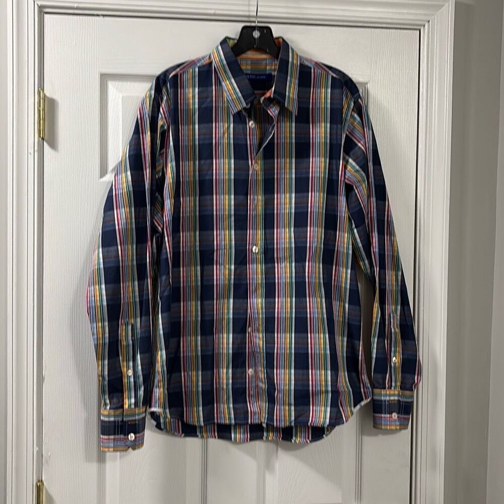 ‼️sale‼️Georg Roth Los Angeles plaid button down shirt size large C20-14
